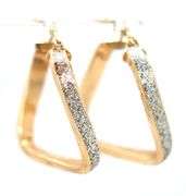 Unusual 14K White and Yellow Gold Hoop Earrings