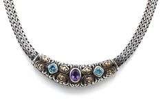 925 Sterling silver amethyst and blue topaz necklace
