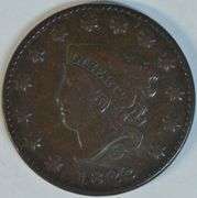 Scarce, sharp 1822 Coronet Head Large Cent in VF