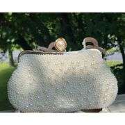 Pearl and Crystal Beaded Clutch with Detachable Straps