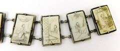Early Asian Bone Scrimshaw Panel Link Bracelet