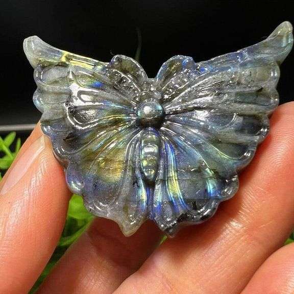 Handcarved Labradorite Butterfly Natural Quartz Crystal