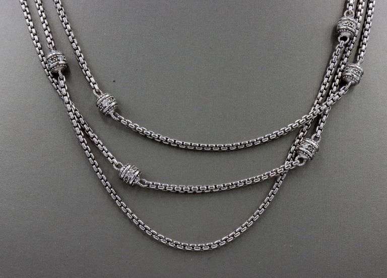 Judith Ripka crystal 3 row strand necklace