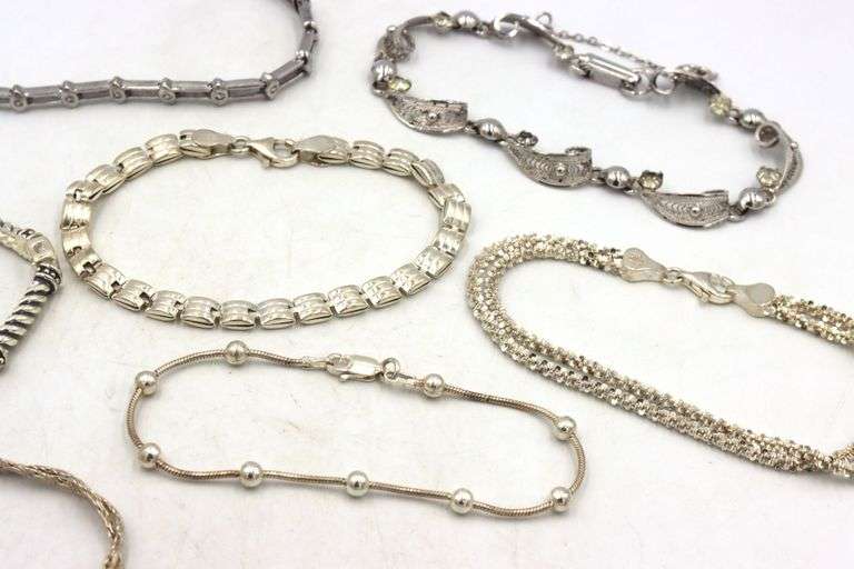 Group of 7 vintage 925 sterling silver bracelets
