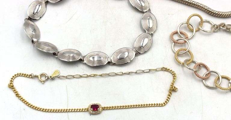 Group lot of vintage sterling silver 9 bracelets