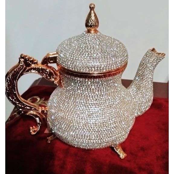 Moroccan Teapot Pitcher with Crystal Accents
