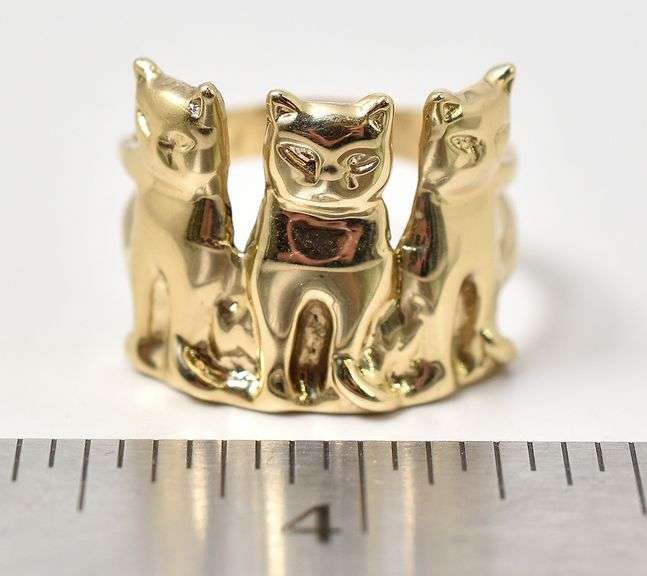Purfect 14K Yellow Gold Cat Motif Ring