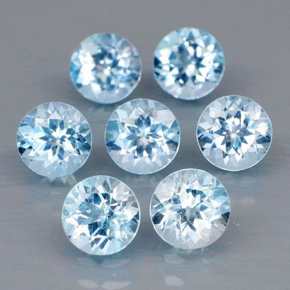 Matched! 7 piece 16.42ct full fire sky blue Topaz solitaire set