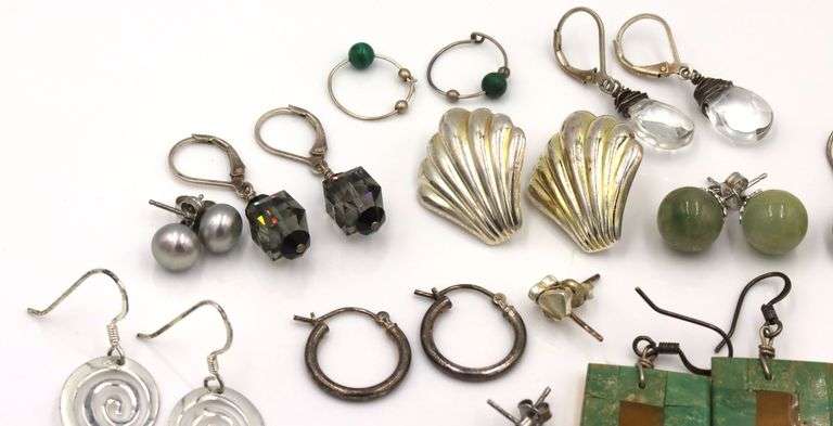 Group lot of vintage 925 sterling silver stud and dangle earrings