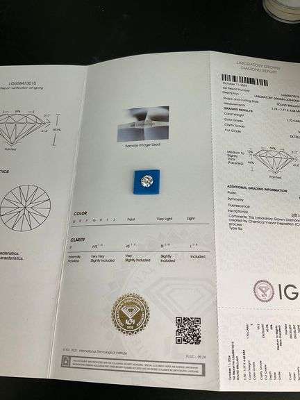 LAB GROWN ROUND BRILLIANT CUT LOOSE DIAMOND. 1.70 CARAT