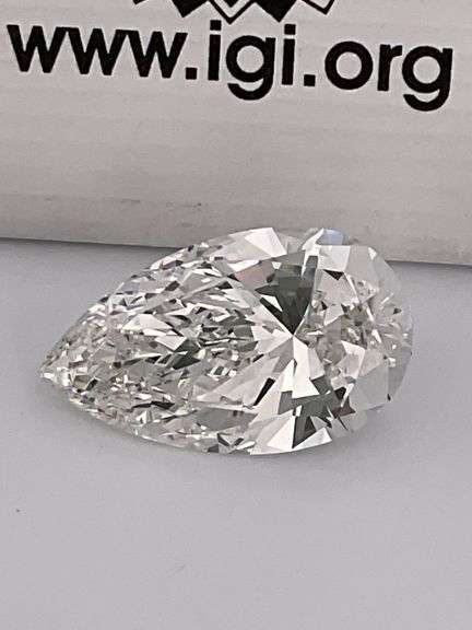 I.G.I CERTIFIED LOOSE DIAMOND 7.02 CARAT LAB GROWN PEAR SHAPE F-VS1