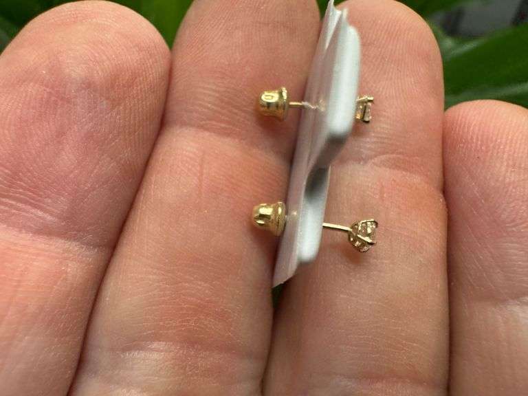 14k Yellow Gold Round 3mm Moissanite Stud Screw Back Earrings