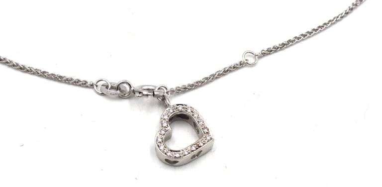 18kt White gold diamond heart charm anklet