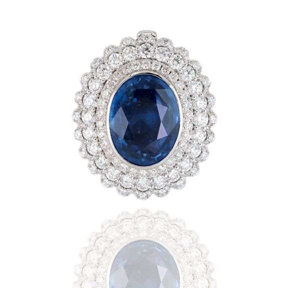 18k (750) White Gold Convertible Ring in Natural Sapphire and Natural Diamond