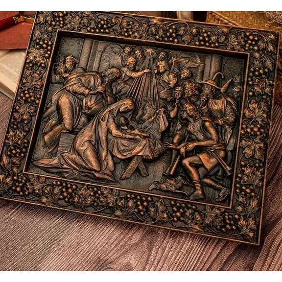 Hand-Carved Wood Nativity Scene