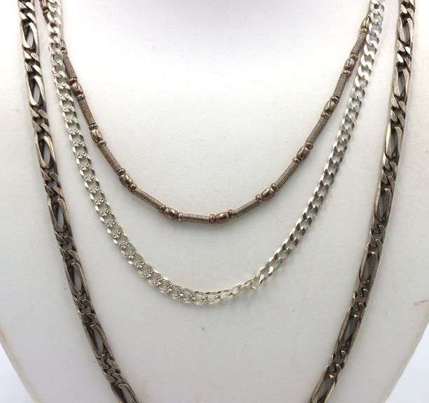 Group lot of 3 vintage 925 sterling silver chains