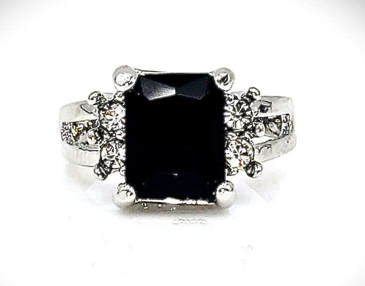 Dazzling 4.25 Ct Emerald Cut Silk Black Lab Simulated Diamond Ring