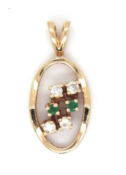 Tasteful 14K YG Emerald & Diamond Pendant