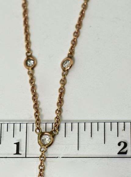Stunning 14K Rose Gold Y Necklace with Diamonds