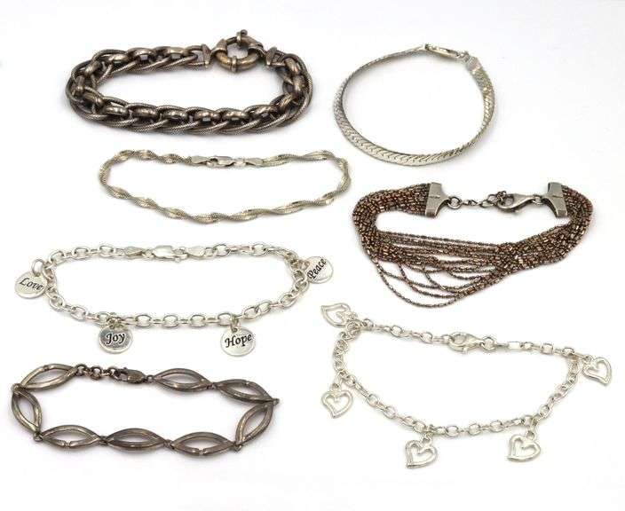 Group lot of 7 vintage 925 sterling silver bracelets