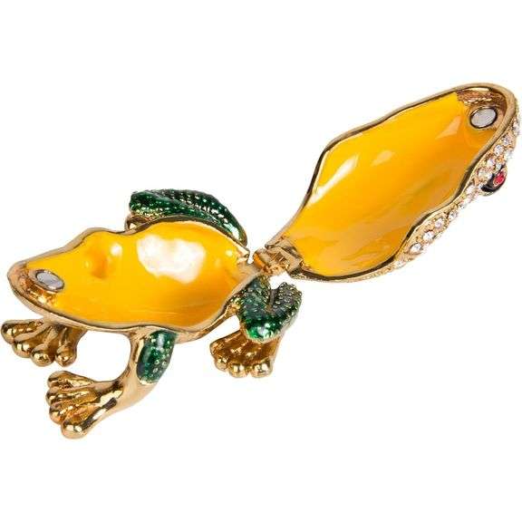 Hand-Painted Frog Trinket Box with Rhinestones