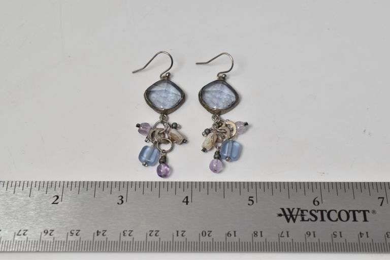 Beaded Dangle Earrings in Sterling Silver