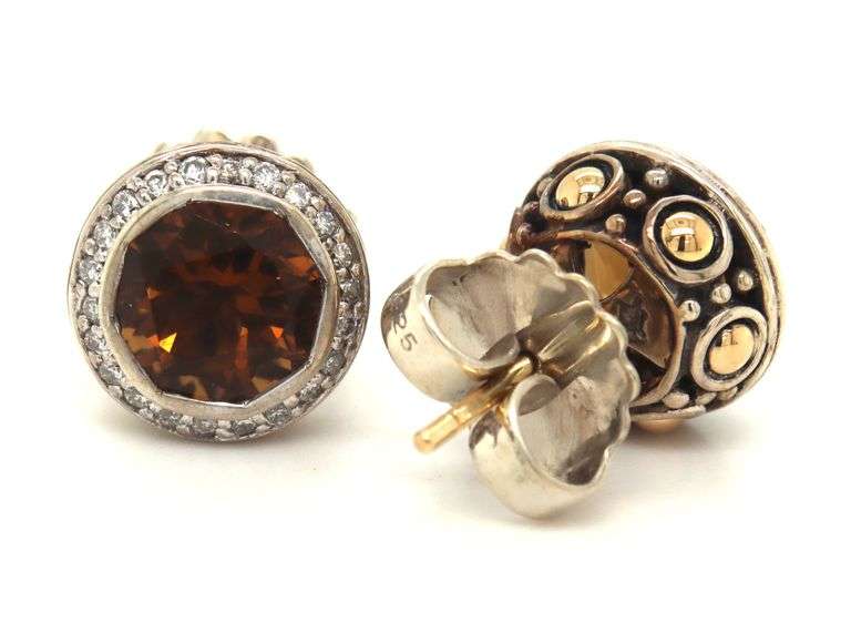 John Hardy bahu Citrine and diamond earrings