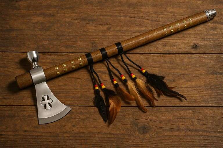Native American Style Peace Pipe Tomahawk Axe