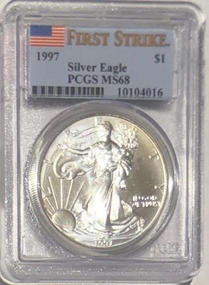 Frosty 1998 PCGS MS 68 First Strike Silver Eagle.