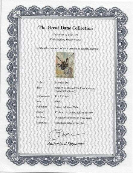 Highly Collectible and Rare Salvador Dali Original Lithograph from the 'Biblia Sacra' Suite
