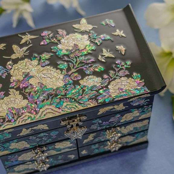 Mother of Pearl Jewelry Box 4-Drawer Organizer