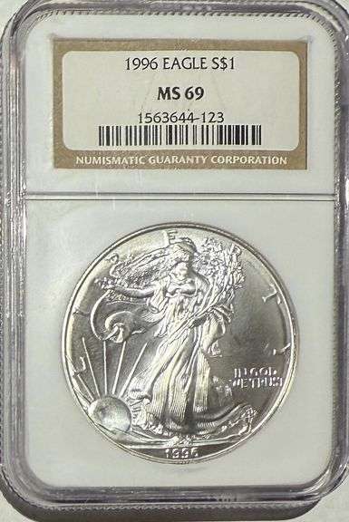 Frosty Key 1996 NGC MS 69 Silver Eagle.