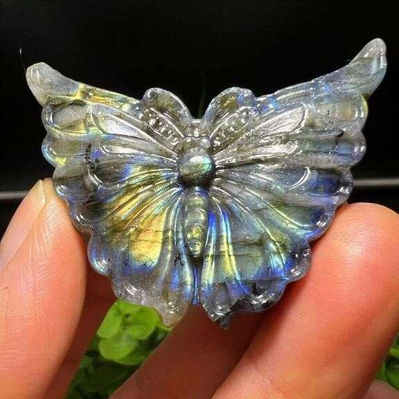 Handcarved Labradorite Butterfly Natural Quartz Crystal