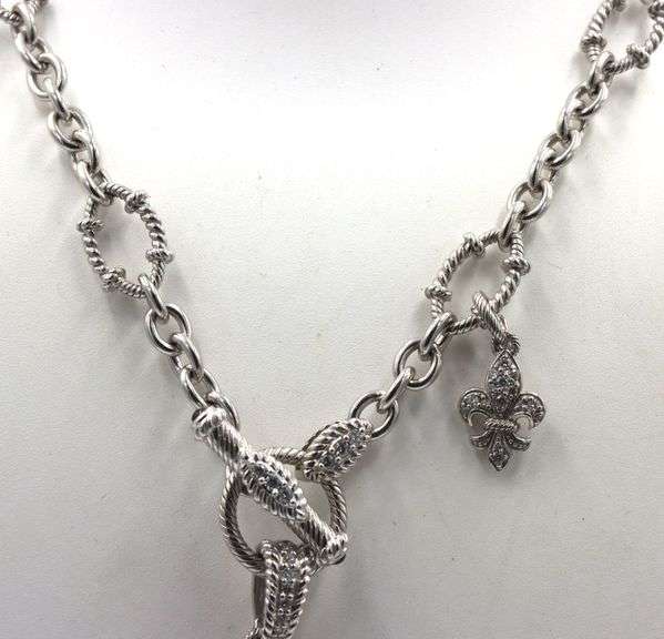 Judith Ripka 925 sterling silver blue topaz pendant on chain