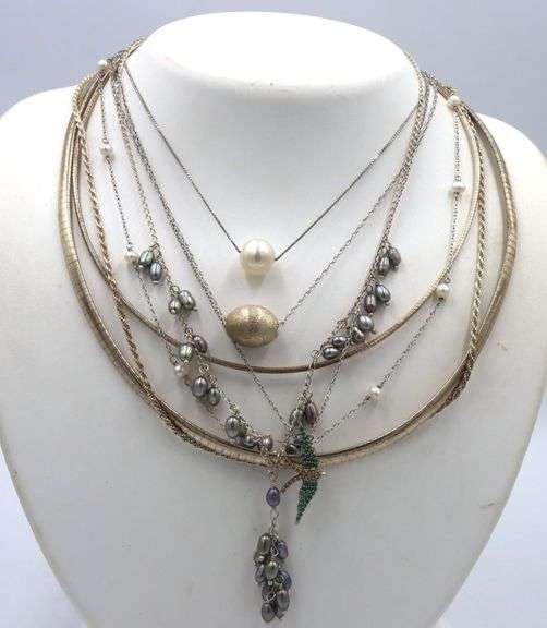 Group lot of 8 Vintage 925 sterling silver necklaces
