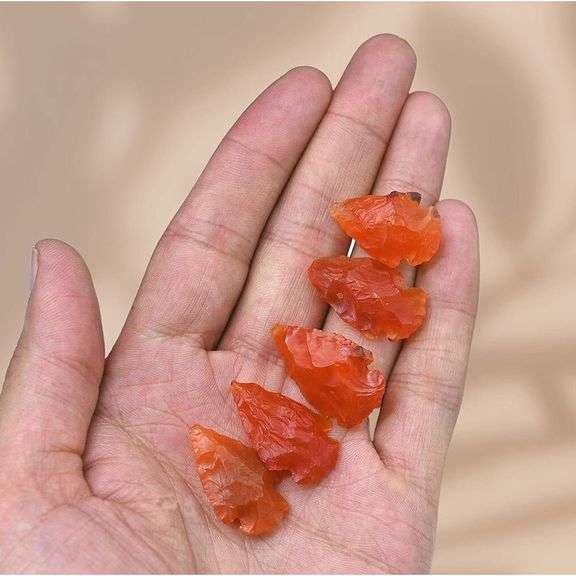 Lot of 5 Carnelian Hand-Knapped Arrowheads