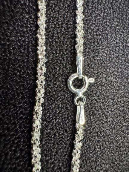 Italian 925 Sterling Silver 2mm Diamond Cut Margarita Chain 18" Necklace