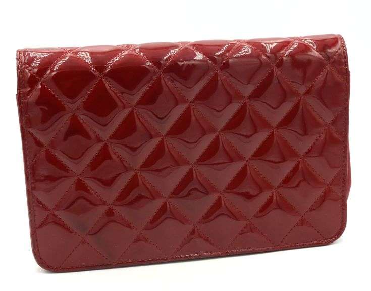 Chanel red patent leather mini single flap handbag
