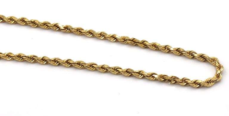 14kt Yellow gold rope chain necklace