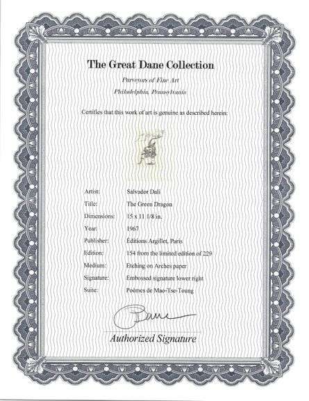 Exclusive Salvador Dali Limited Edition Etching 1967