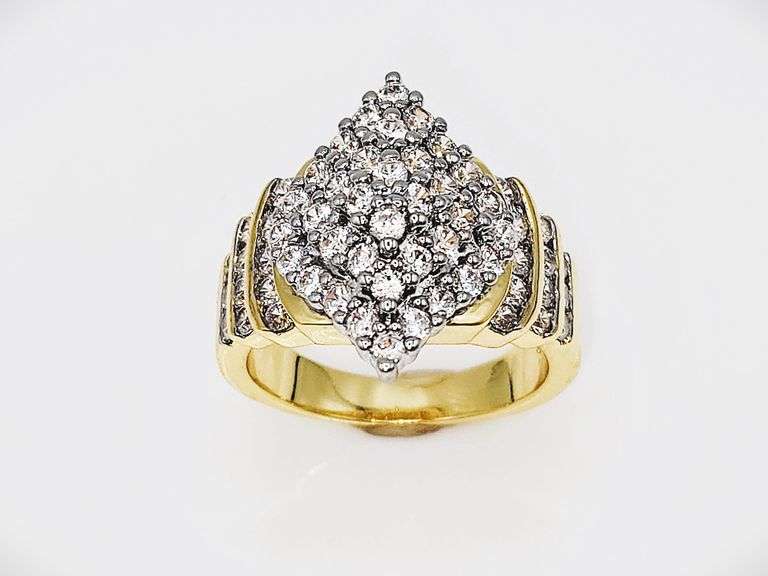 Dazzling 14 Kt Yellow Gold Plated 2.65 Ctw Lab Simulated Diamond Ring