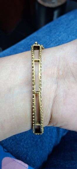 Vintage Garnet Bangle Bracelet Set in 14KT Yellow Gold