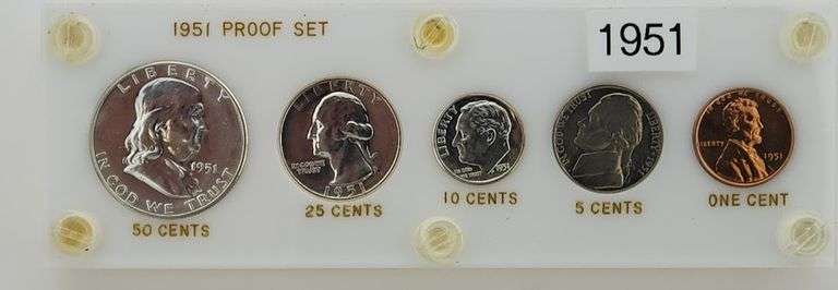 1951 United States Proof Set In Capital Plastics Holder