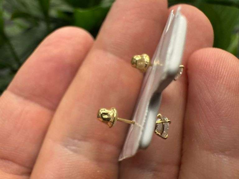 14k Yellow Gold Round 4mm Moissanite Stud Screw Back Earrings