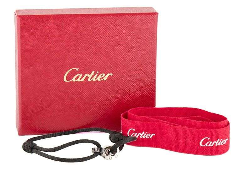 Cartier Charity Love 4 Diamonds Double Rings Cord Bracelet in 18K and Black Ceramic