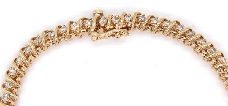 14kt Yellow gold 2ctw diamond tennis bracelet