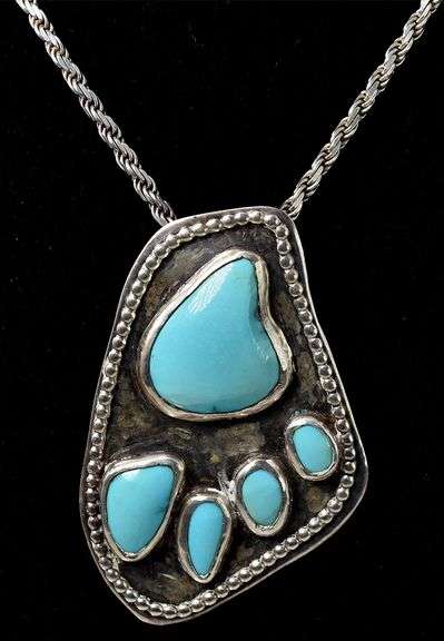 Turquoise Gemstone Pendant Necklace in Sterling Silver