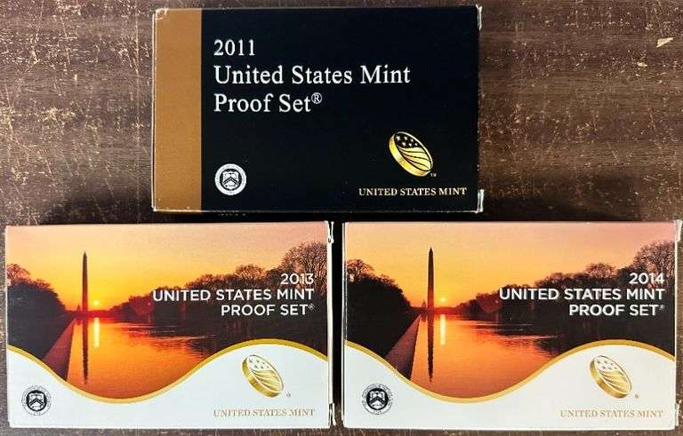 3 Better Proof Sets from 2011, 2013, & 2014. Box/COA's