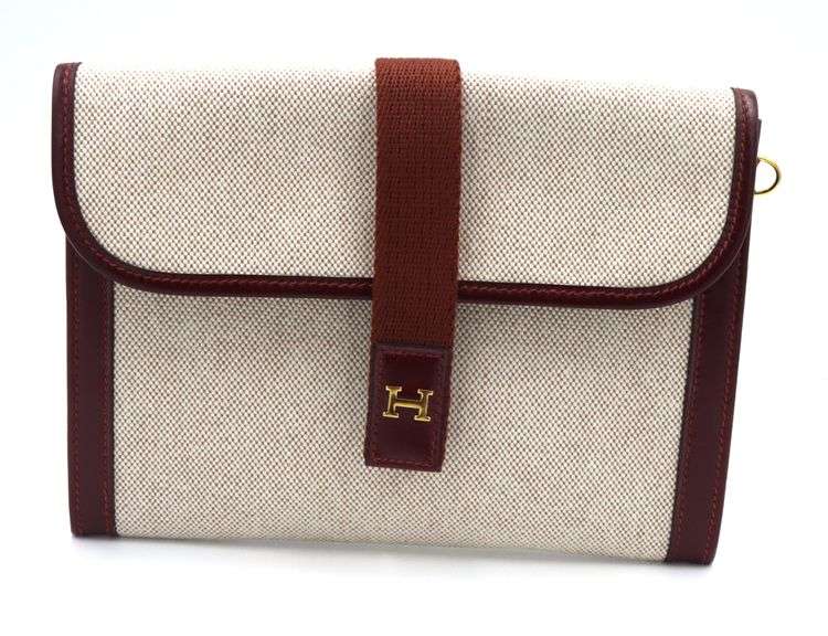 Vintage Hermes Jigepm Canvas Clutch Bag