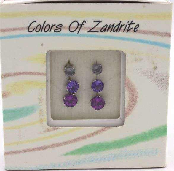 3 Pairs of 925 sterling silver colors of Zandrite stud earrings